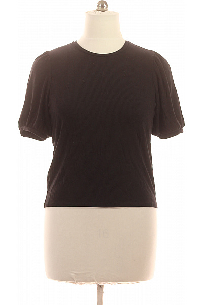 OBJECT Dámské černé tričko s krátkým rukávem a volánovými rukávy basic crop top Vel. l | OBJECT | obrázek 2