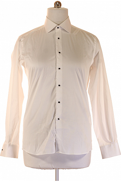 Karl Lagerfeld Pánské Elegantní Košile S Dlouhým Rukávem Bílá Bavlněné Velikost 40