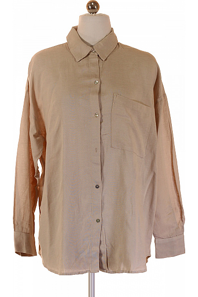 PULL&BEAR Dámská Košile S Dlouhým Rukávem Béžová Volná Ležérní Velikost XS