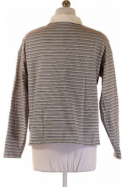 Dámské tričko s dlouhým rukávem a límečkem pruhované šedé Vel. S | Unimoda | obrázek 2