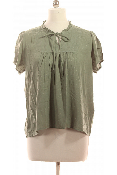 Judith Williams Dámské Tričko Krátký Rukáv Zelené Puntíky Volánové Rukávy Vel. 38