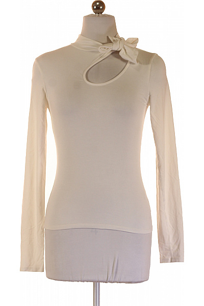 Dámské tričko s dlouhým rukávem a uzlem bílé Velikost 36 | Unimoda | obrázek 2