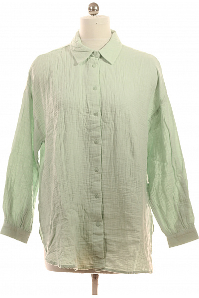 ONLY Dámská Bavlněná Košile S Dlouhým Rukávem Volná Ležérní Zelená Velikost M