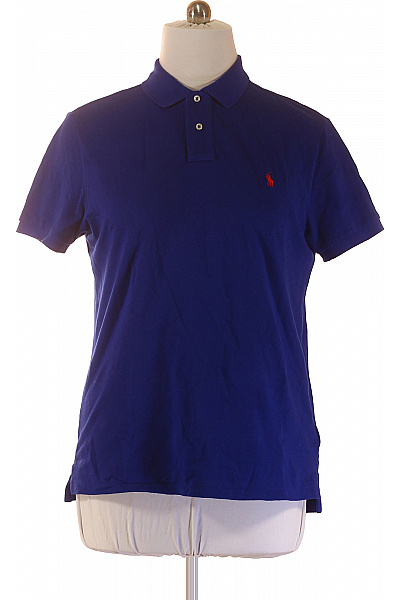 Ralph Lauren Pánské Polo Tričko S Krátkým Rukávem Modré Bavlněné Vel. L