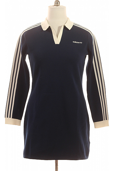 ADIDAS Dámské šaty S Dlouhým Rukávem Sportovní Volnočasové Modré Pletené Vel. L
