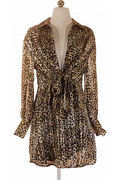 River Island Dámské šaty S Dlouhým Rukávem Zvířecí Vzor Zavinovací Vel. 10