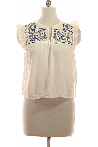 ONLY Bílá halenka bez rukávů s výšivkou a volánky Velikost M | ONLY | obrázek 2