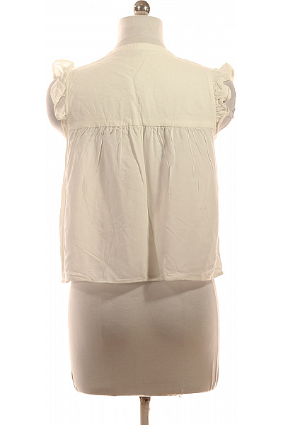 ONLY Bílá halenka bez rukávů s výšivkou a volánky Velikost M | ONLY | obrázek 3