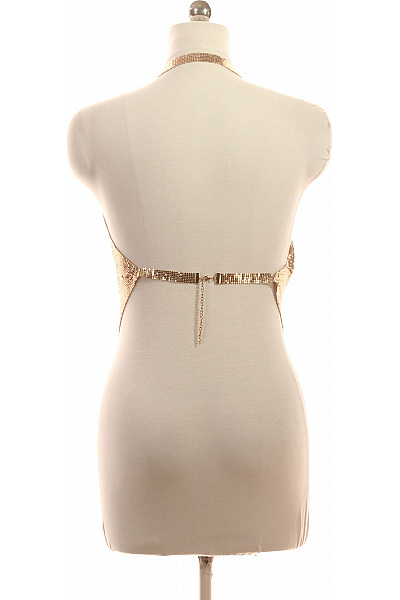 Dámská zlatá halenka bez rukávů s výstřihem do V na párty Velikost S | Unimoda | obrázek 3