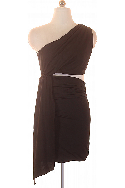 Černé šaty bez rukávů zavinovací asymetrické koktejlové sexy Velikost m | Unimoda | obrázek 2
