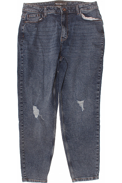 PIECES Dámské Džíny Modré Volné S Dírami Vel. XL