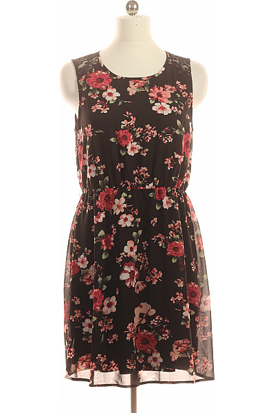 šaty Bez Rukávů Květované Letní Volnočasové černé Vel. EU 42