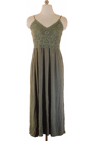 ONLY Dámské Dlouhé šaty Na Ramínka Zelené Krajkové Letní Boho Vel. S