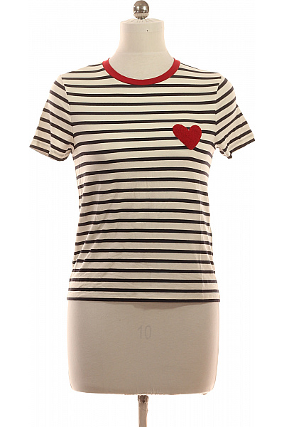 ONLY Dámské tričko s krátkým rukávem a srdcem pruhované Vel. m | ONLY | obrázek 2
