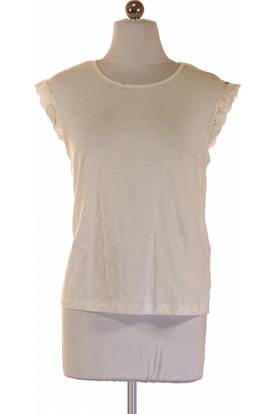 ONLY Dámské Tričko Bílé Bez Rukávů Bavlněné Krajka Velikost EU S