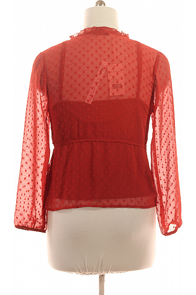 Dámská červená halenka s dlouhým rukávem a puntíky Velikost 44 | Unimoda | obrázek 2