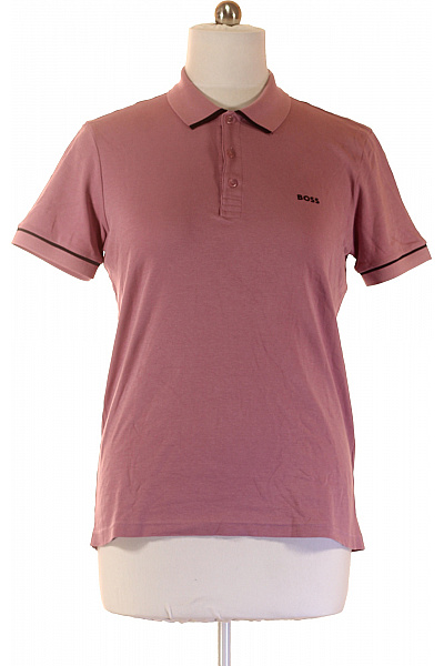 Hugo Boss pánské růžové polo tričko s krátkým rukávem a nápisem Velikost xl | Hugo Boss | obrázek 2