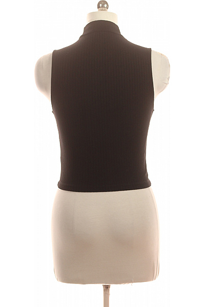 dámské černé tílko bez rukávů crop top se stojáčkem basic Vel. 42 | Unimoda | obrázek 2