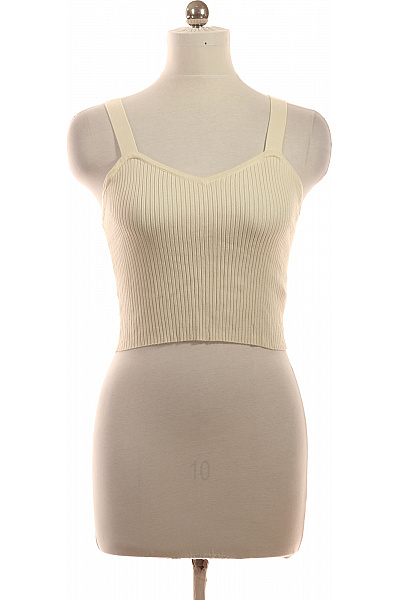 dámské béžové tílko crop top bez rukávů žebrované Velikost 42 | Unimoda | obrázek 2