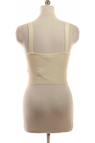 dámské béžové tílko crop top bez rukávů žebrované Velikost 42 | Unimoda | obrázek 3