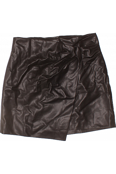 Dámská Koženková Zavinovací Mini Sukně Hnědá Velikost 38