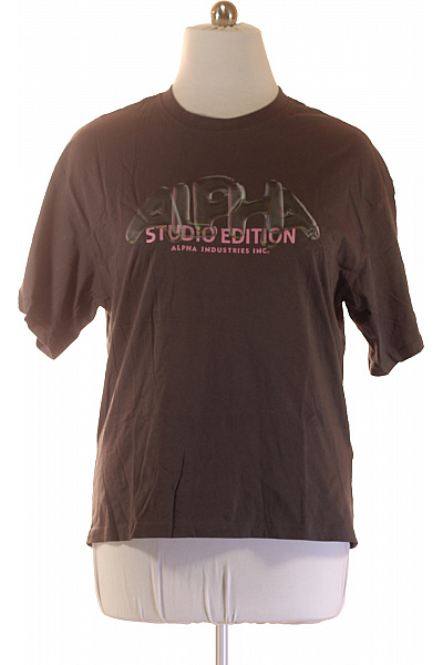 Alpha Industries Pánské tričko s krátkým rukávem a potiskem hnědé bavlněné Vel. L | Alpha Industries | obrázek 2