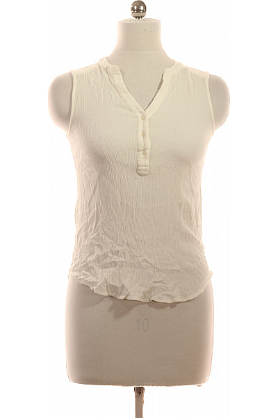 ONLY Dámská Halenka Bez Rukávů Bílá Mušelínová S Výstřihem Do V Velikost 38