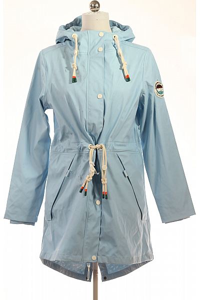 NAVAHOO Dámský Nepromokavý Kabát S Kapucí Na Zavazování Modrý Velikost M