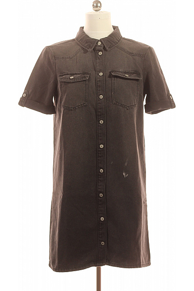 ONLY Dámské šaty Košilové Džínové Krátký Rukáv šedé Vel. M