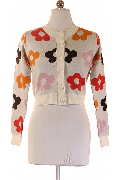 MyMo Dámský Pletený Kardigan Vzorovaný Krátký Na Knoflíky Jarní Vel. XS