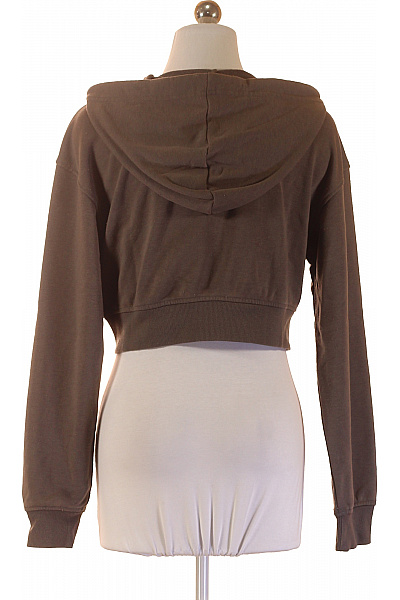 dámská hnědá mikina s kapucí crop na zip streetwear Velikost 34 | Unimoda | obrázek 2