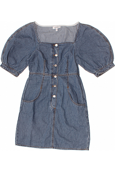 dámské džínové šaty krátký rukáv s kapsami letní volnočasové Velikost 36 | Unimoda | obrázek 2