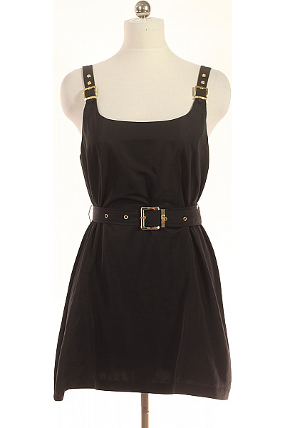 Černé šaty Bez Rukávů S Páskem Mini Velikost 40