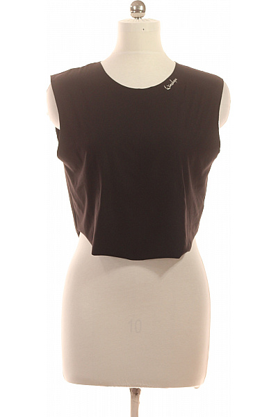 Dámské tričko bez rukávů černé s výšivkou crop top Velikost EU M | Unimoda | obrázek 2