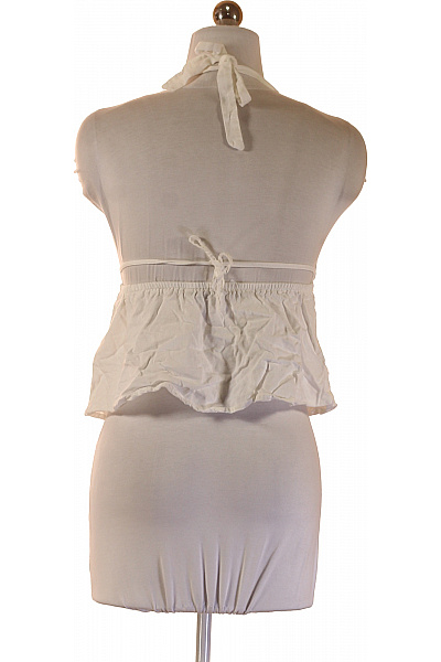 Bershka Dámské tílko bez rukávů bílé jednobarevné s hlubokým výstřihem Velikost S | Bershka | obrázek 2