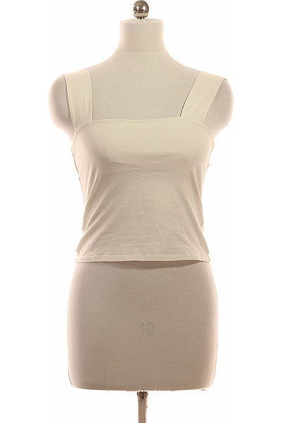 Dámské tílko bez rukávů béžové jednobarevné basic crop top Vel. 38 | Unimoda | obrázek 2