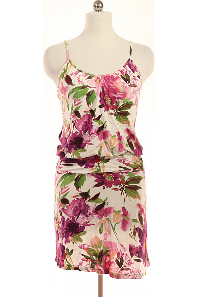 šaty Bez Rukávů Květované Letní Volnočasové Na Ramínka Velikost 38