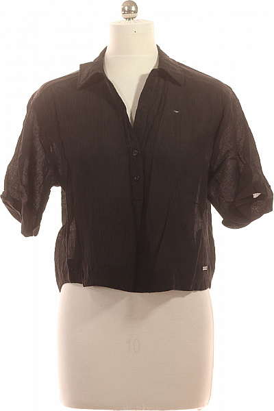 Dámská černá halenka s krátkým rukávem a límečkem Vel. 38 | Unimoda | obrázek 2