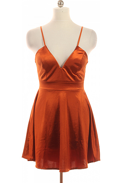 Wal G Oranžové Saténové šaty Na Ramínka Mini Sexy Vel. M