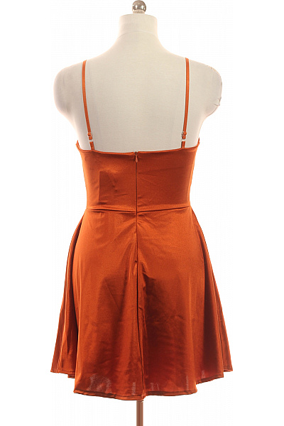 Wal G Oranžové saténové šaty na ramínka mini sexy Vel. M | Wal G | obrázek 2