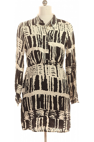 VERO MODA Dámské šaty S Dlouhým Rukávem Košilové černé S Potiskem Vel. EU M