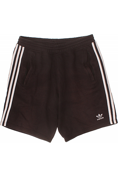ADIDAS Pánské Bavlněné Kraťasy Sportovní Volnočasové S Kapsami Pruhované černé Velikost EU M