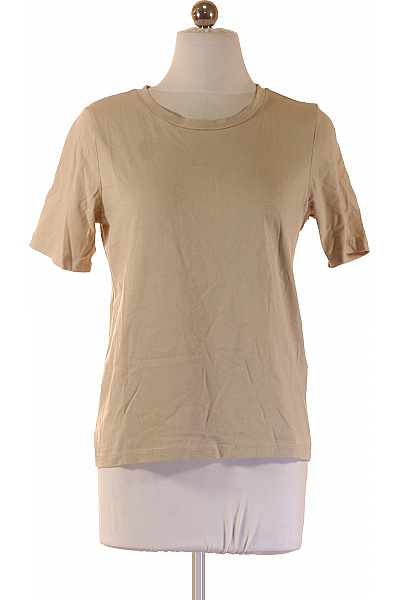 ONLY Dámské Tričko Béžové Krátký Rukáv Basic Bavlna Vel. S