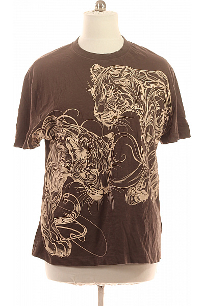 Guess Dámské tričko s krátkým rukávem a potiskem tygra hnědé bavlněné Velikost l | Guess | obrázek 2