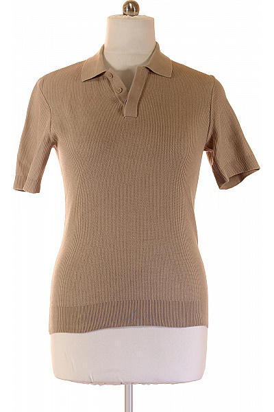 Pánské Béžové Bavlněné Polo Tričko S Krátkým Rukávem Velikost M