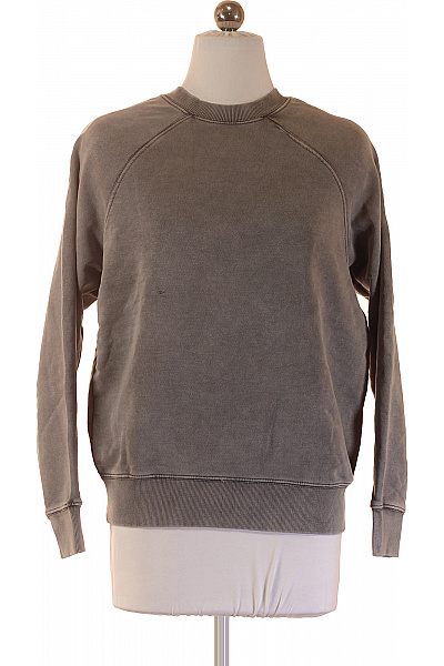 PULL&BEAR Dámská Mikina šedá Bavlněná S Dlouhým Rukávem Jednobarevná Přes Hlavu Crewneck Vel. XXS