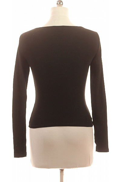 Dámské tričko s dlouhým rukávem černé asymetrické s průstřihy bavlněné Velikost EU 36 | Unimoda | obrázek 3