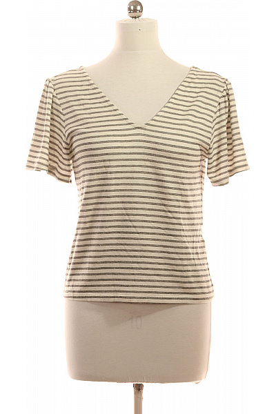 VERO MODA Dámské Tričko S Krátkým Rukávem Pruhované Basic Velikost M