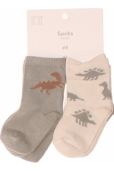 HM  Dětské Ponožky Dinosauři Béžové šedé Velikost 16/18