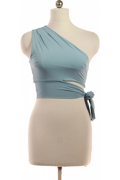 Dámská Halenka Bez Rukávů Zavinovací Na Jedno Rameno Modrá Velikost 38